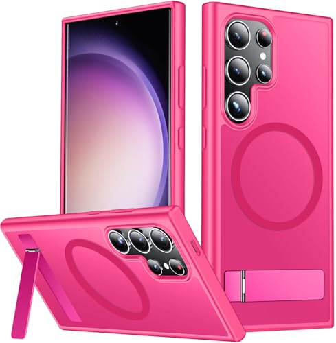 Image of SPIDERCASE Magnetic for Samsung Galaxy S23 Ultra Case, [3 Stand Ways][ Military Grade Drop Protection] with Invisible Stand Shockproof Slim Case for Samsung S23 Ultra 6.8 inch, Rose Red