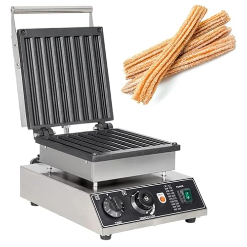 Máquina para hacer churros eléctrica comercial de 8 piezas, waflera antiadherente de 1750 W con temperatura y temporizador ajustables, máquina para hacer rosquillas de frutas latinas, churros sin ac
