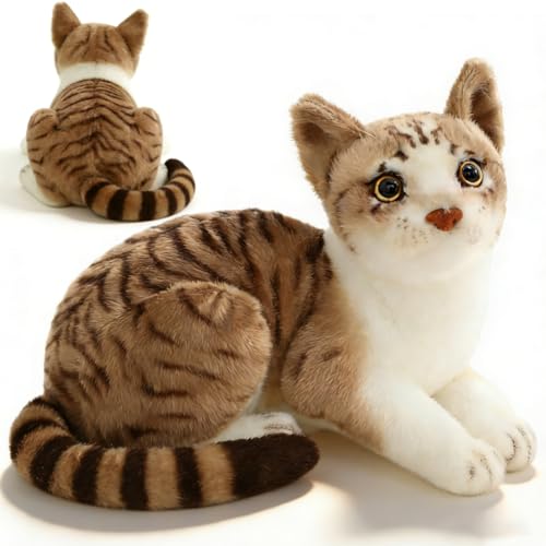 KMFASVX Cat Plush Soft Toys Cat Stuffed Animal Plush Simulation Cute Realistic Doll Pillow Soothing Hugging Sleeping Birthday Gifts Present Party Favors For Boys And Girls 26cm