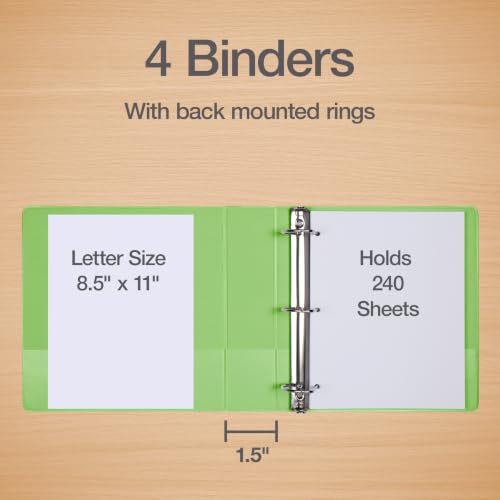 Image of Oxford 1 Inch 3 Ring Binders, 4 Pack, Assorted Colors, Holds 240 Sheets