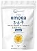 Triple Omega 3 6 9, 3600mg Per Serving, 300 Softgels, Including Fish Oil, Flaxseed Oil and Evening Primrose Oil, Strongly Supports Heart and Vascular Health, No GMOs and No Gluten