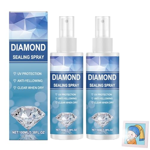 2PCS Diamond Art Sealer Spray Crystal Art Sealer Diamond Art Glue Spray for Art High Gloss Durable Strong Seal Diamond Art Kits Transparent Traceless Craft Glue Crystal Art Accessories and DIY 100ml