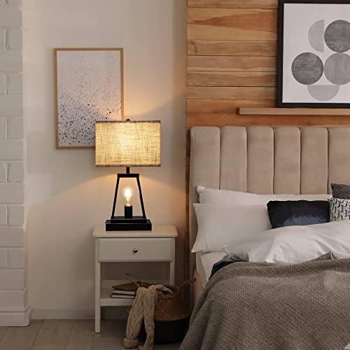 Suraielec Rectangle Shaped Table Lamps Set Of 2, Touch Control 3 Way Dimmable Night Light, Usb Ports, Linen Shade, Matt Black Metal Base, Modern Decor For Living Room, Bedroom, Nightstand, Side Table #TOP7