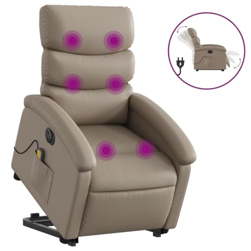 Homgoday Elektrischer Massagesessel Cappuccino Kunstleder, Sessel, Liegestuhl, Relaxsessel, Massagestuhl für den ganzen Körper, h – Bild 3