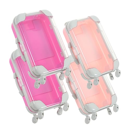 healvian 4個ミニスーツケース型 アイラッシュオーガナイザー 軽量クリア メイクアップ収納ボックス 持ち運び便利 化粧品収納 旅行用 化粧品