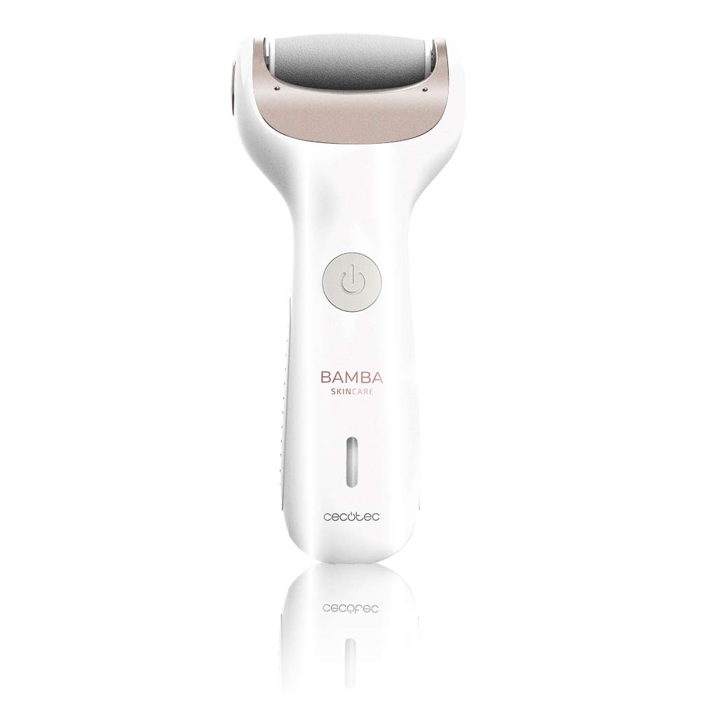 Cecotec Lima Eléctrica para Pies con Batería Recargable Bamba SkinCare Silky. Batería de Litio, 2 Modos: Inalámbrico y con Cable, Incluye 2 Rodillos de distintos gramajes, Diseño Ergonómico