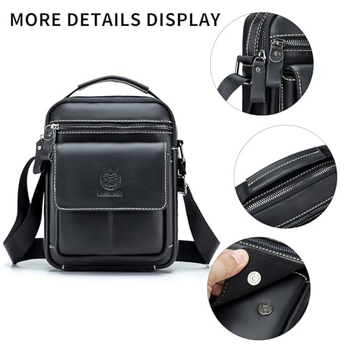 Image of Small Leather Messenger Bag for Men, Man Bag Crossbody, Men's Shoulder Bags Leather Man Purse Handbag