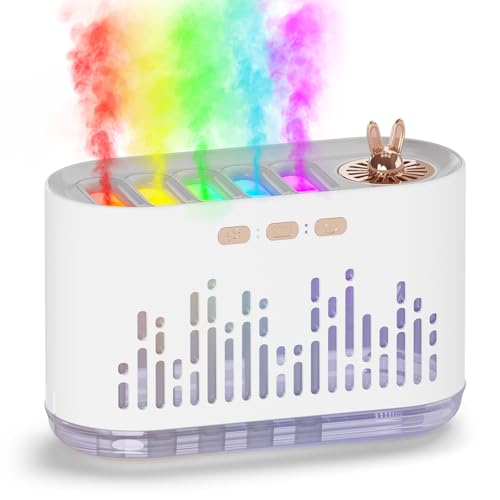 BASNLIFE Music-Sensing Humidifier Diffuser with Color Flame & Sound Mist 700ml Aromatherapy Essential Oil 7-Color LED Auto Shut-Off 6H Timer for Bedroom Home Office
