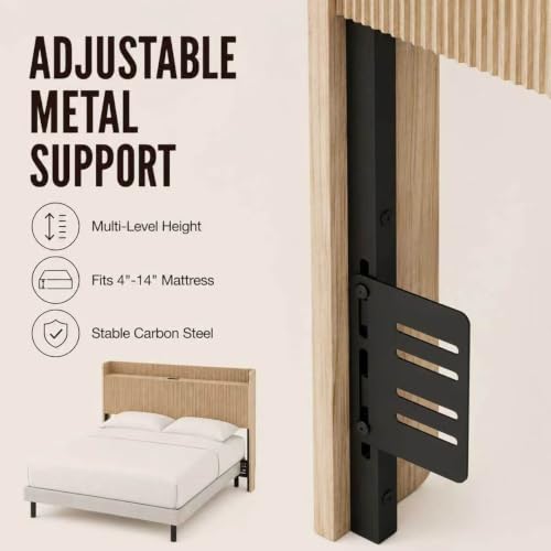 Image of Queen Size Headboard with Storage Shelf, Charging Station