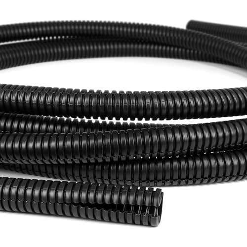 Split Wire Loom Tubing 10 25ft Cord Protectors from Pets No Chew Flexible Wire Covers Cord Protectors Protective Split Cable Sleeve for Automotive Home Industrial Wires(Black 0.3inch-10ft)