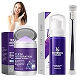 Kit Blanqueamiento Dental, Pasta de Dientes Morada + V34 Blanqueador Dental Polvo, Purple Blanqueador Dental, Elimina Manchas, Corrige el Color de los Dientes y Refresca el Aliento