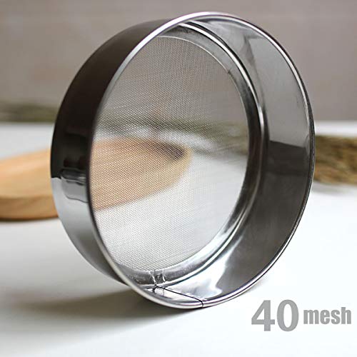 Flour Sifter, Fine Mesh Sifter, Flour Sieve Stainless Steel Round Sifter For Baking Straining Powdering 40 Mesh 15Cm 20Cm #TOP1