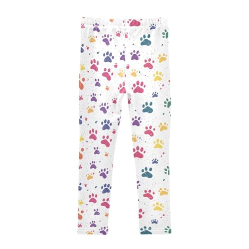 Paws Print Girls Leggings,Workout Leggings for Girls Toddler Athletic Leggings Size for 3-10T2