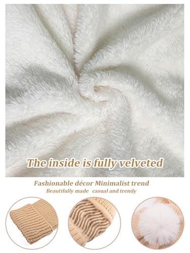 Christmas gifts,Christmas party decorations,winter beanie hat scarf gloves set for women,Women's Hat, Scarf, and Touchscreen Gloves Set for Cold Weather (Light yellow)3