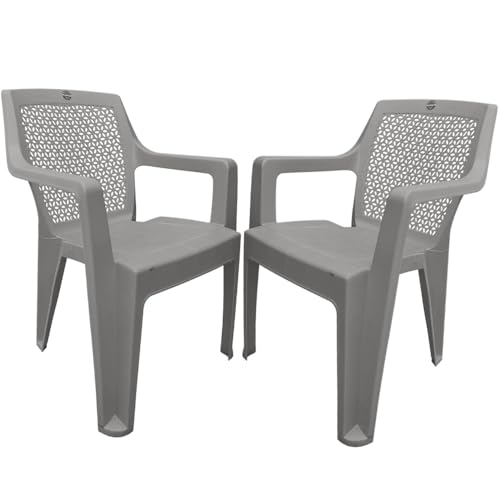 Image of SkyGlamour Cello Sonet Plastic Arm Chair Garden, Home, Living Room, Indoor and Outdoor(Colour: Champagne; Set of 2)