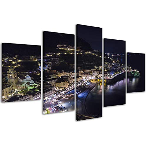 Spessore del telaio 2 cm Stampe su Tela Amalfi 006 Quadri Moderni Costiera Amalfitana Arredamento Casa in 3 Pannelli già intelaiati, Pronto per Essere Appeso, 200x90cm