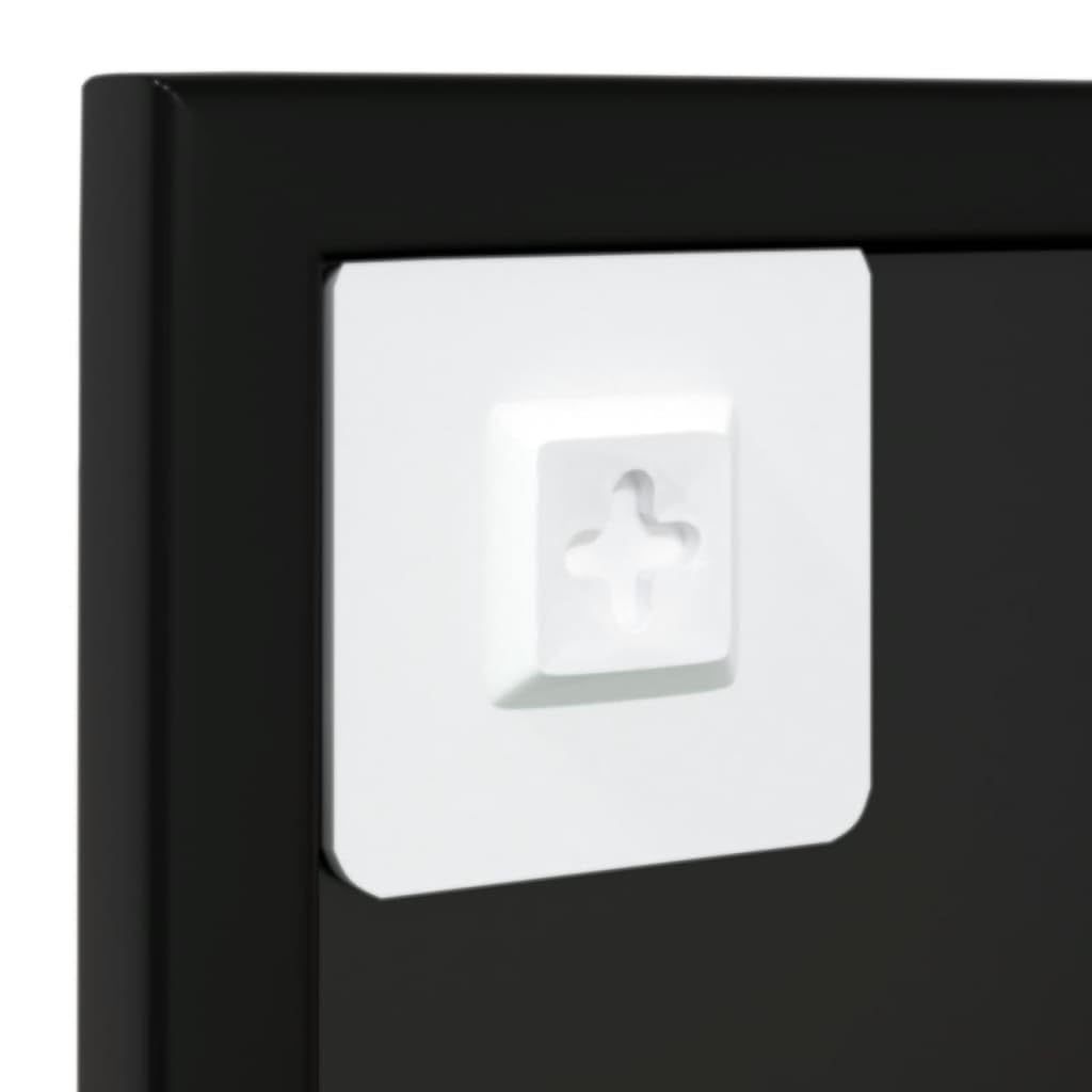 Wandspiegel Schwarz Metall 80x60 cm mit Vier Befestigungshaken, platzsparend für Flur Bad Schlafzimmer, Klassische Deko, vielseitig für Kosmetik Rasur Makeup Schmink