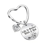 JIUSHUN Rat Charm Keychain, Gifts For Rat Lovers Jewelry, Mom Keychain Pet Rodent Owner Jewelry for Sister Daughter, Stainless Steel Keyring, Unisex