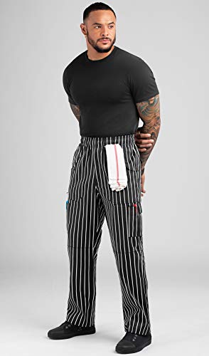 Men's Chalk Stripe Cargo Utility Chef Pant (Xs-3X) Multicoloured #TOP4