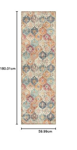 Lahome Washable Moroccan Trellis Runner, Kitchen Runner for Hallway, 6ft, Non-Slip Vintage Laundry Room Rug, Ultra Thin Long for Bathroom, Bedroom, Entryway