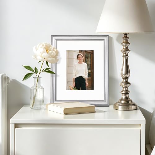 Image of upsimples 8x10 Picture Frame, Vintage Frames Decor, 1Pack Silver | Fit 5x7 and 8 x 10 Photo, Wall or Tabletop Display, Antique-style Decoration, Rustic Farmhouse Decor, For Weddings