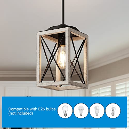 Image of DEWENWILS Pendant Light, Metal Pendant Light Fixtures with Wooden Grain Finish, 48 inch Adjustable Pipes for Flat and Slop Ceiling, Hanging Ceiling Lamp for Kitchen, Living Room, Bedroom, E26 Base