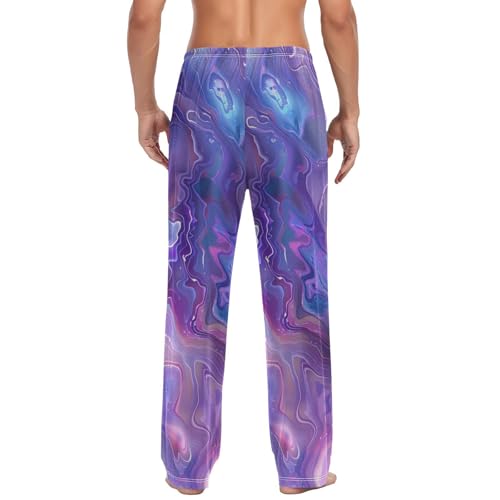 Men's Pajama Pants Violet Marble Ripple Sleep Pajama Lounge Pant with Pockets, Elastic Waistband2