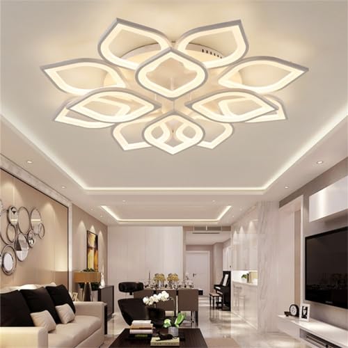 Plafonnier LED salon moderne 160W installé au plafond d'une chambre cocooning
