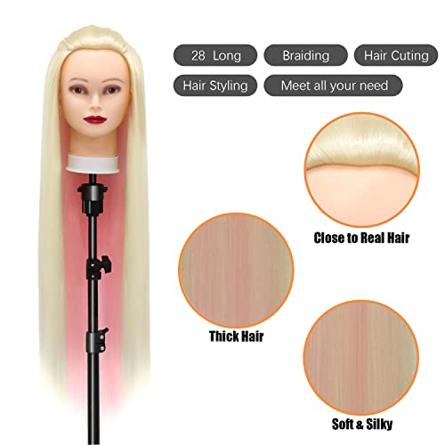 Styling Head 28 inch Hairdresser Training Head 100% Synthetic Fiber Hair Styling Head - Image 4