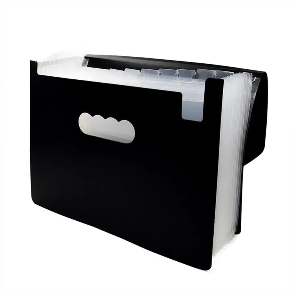 Folder dokumentów 12 warstw materiałów biurowych Organizer na dokumenty Wielowarstwowy folder klasyfikacyjny A4 dla Biura(Czarny)
