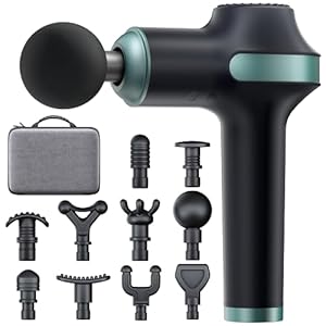 UMAY Massage Gun Deep Tissue, Upgrade Percussion Muscle Massager Gun for Pain Relief, Handheld Whole Body Deep Tissue Massager with 10 Attachments & Adjustable Speeds