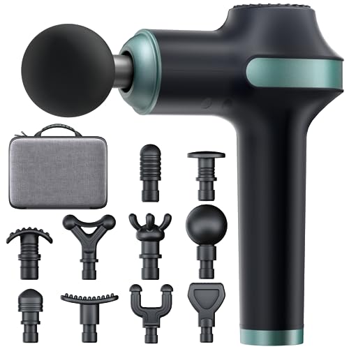 UMAY Massage Gun Deep Tissue, Upgrade Percussion Muscle Massager Gun for Pain Relief, Handheld Whole Body Deep Tissue Massager with 10 Attachments & Adjustable Speeds
