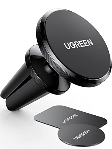 UGREEN Support T&eacute;l&eacute;phone Voiture Magn&eacute;tique Socle Smartphone Auto Aimant Grille A&eacute;ration Accroche Portable Plaque M&eacute;tallique Compatible avec iPhone 16 Plus Pro Max 15 14 Galaxy S24 Ultra S23