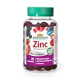 Jamieson Zinc 15 mg Gummies Mixed Berry Flavour, with 50 mg Vitamin C and 400 IU Vitamin D3, Supports Immune Health, Bone Health, Healthy Hair, Skin, and Nails. Vegetarian, Gluten-Free, No Artificial Colours, Flavours, or Preservatives, 70 Count