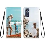 KARTXITAI Personalisierte Hülle Kompatibel mit Samsung Galaxy M54,Handyhülle mit Eigenem Foto Bild Text Individuelle Schutzhülle,PU Ledertasche Flip Magnetische Case Stoßfest Hülle