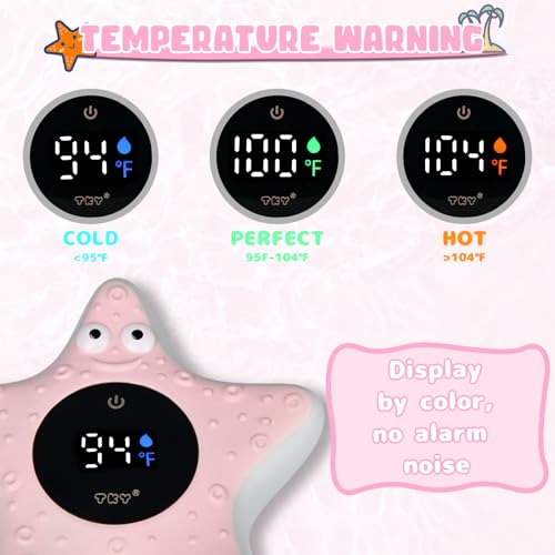 Image of Baby Bath Thermometer - Digital Floating Water Thermometer with LED Display & Color Temperature Alerts, Rechargeable Bath Toy for Infant Bathtub Safety, Newborn Bath Essentials Gift