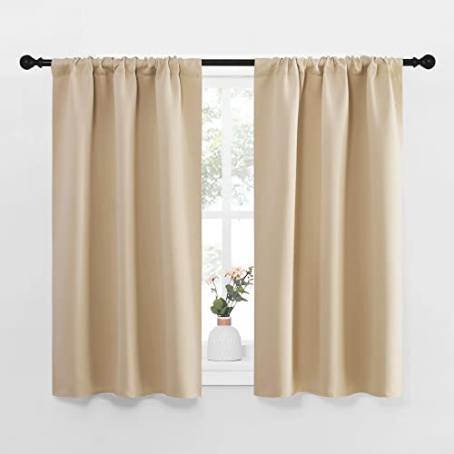 NICETOWN Blackout Room Darkening Curtains - Home Decoration Light & Noise Reducing Thermal Insulated Window Draperies with Rod Pocket Top (Biscotti Be