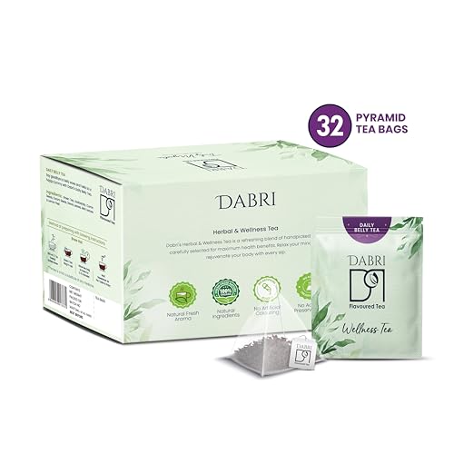 Image of Dabri Daily Belly Wellness Tea 32 Pyramid Dip Tea Bags |Herbal Blend for Digestion |Pure Natural Taste |Detox Tea for Bloating, Constipation, Acidity & Gas Relief |Supports Gut Health & Comfort Daily
