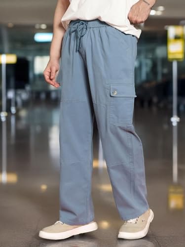 Image of Urbano Fashion Men's Loose Baggy Fit Cargo Jogger Chino Pant with 6 Pockets Stretchable