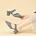 Women's Knit Pointed Toe Chunky Heel Mules Fashion Mesh Breathable Closed Toe Backless Block Heel Slip On Dressy Pumps Summer Casual Work Office Wedding Heeled Sandals (Grey,8)