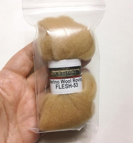 HR053-005 MOREZMORE Wool Roving for Needle Felting 5g Light TAN Brown Merino 100% Wool Fine Grade