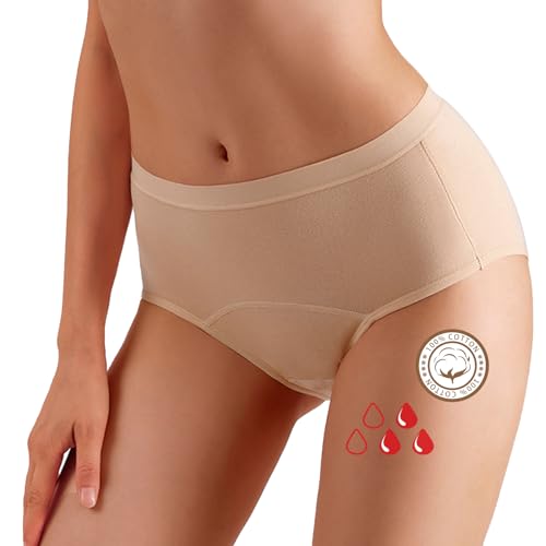 Prontiaduscire Bragas Menstruales Mujer Algodón Interior Capacidad Media - 031R2 Beis L