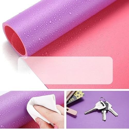 McStorey Masa Desk Mat 60x30 cm Çift Taraflı Deri Mouse Pad Kaymaz Suya Dayanıklı Rulo Yapılabilir Kompakt Masa Koruyucu Ofis Laptop ve Makyaj Masası İçin 2mm Pembe - Görsel 6