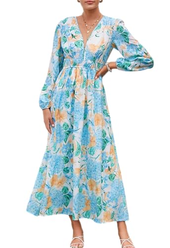 Image of Sissyaki Womens Long Sleeve Summer Maxi Dress 2026 Floral Dress Spring Wedding Guest Dress