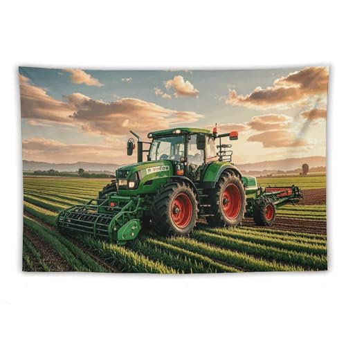 Tapisserie murale engin agricole de style bohème pour déco salon