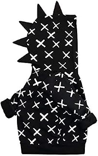 Infant Toddler Baby Hoodie Shirts Cute Dinosaur Cross Pattern Kids Zipper Black Tops