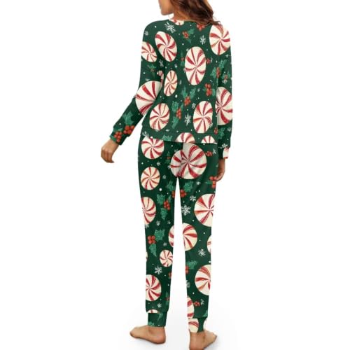Image of Women's Pajamas Set Soft 2 Piece Loungewear Long Sleeve Pj Set Matching Sleepwear with Pockets for Women Plus Size