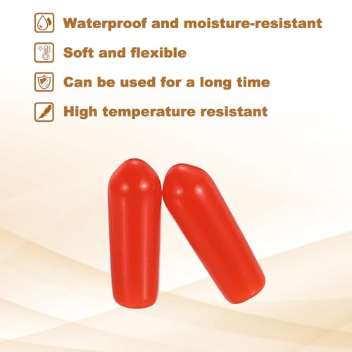 Image of uxcell 88Pcs Rubber End Caps, 5.5mm(7 /32 inch) ID 14mm(9 /16 inch) Height Round Screw Thread Protectors Flexible Screw Bolt Covers Caps for Metal Tube Rod Bolt, Red