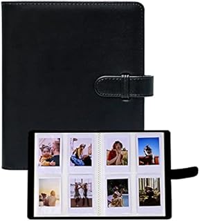 DKDDSSS 256 Pockets Photo Album, PU Leather Photo Album for 3-inch Film Instax Mini Evo/11/8/9/7s/25/70/90 Instant Camera Photo, Memory Book, Black