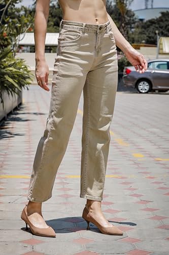 Image of RAGZO Relaxed Fit Jeans for Women || Women High Waist Jeans Pants || Flare Denim Jeans || Loose Fit Jeans for Women